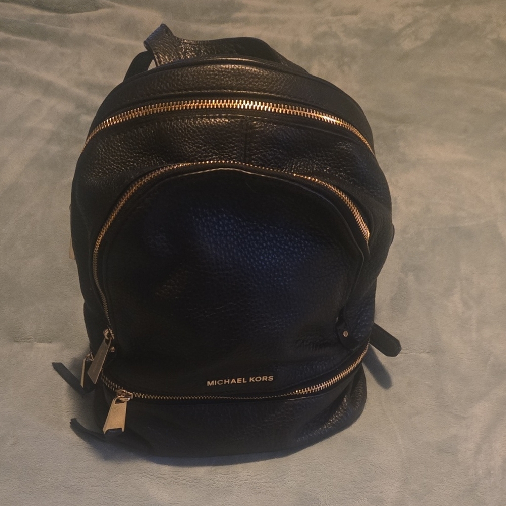 Michael Kors Black Backpack with Gold Accents